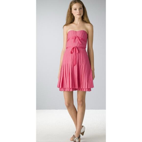 MARC BY MARC JACOBS‎ Pink Bow Strapless Pleated Dress~ Sz 2 (fit 0-XS?)~100%Silk - Picture 1 of 4